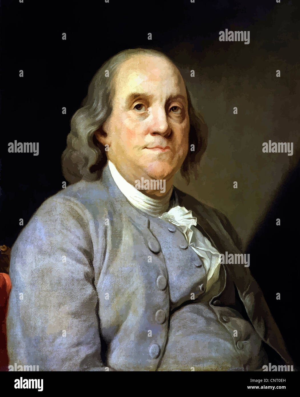 Vecteur restaurés numériquement peinture de Benjamin Franklin. Banque D'Images