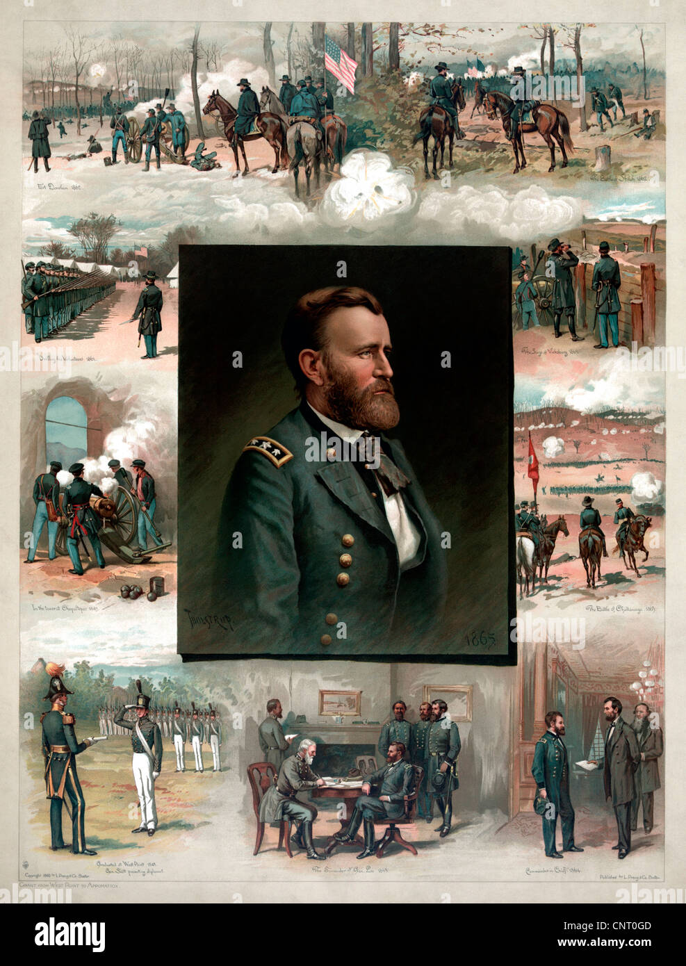 L'histoire de l'Amérique restaurés numériquement imprimer de Ulysses S. Grant de West Point d'Appomattox. Banque D'Images