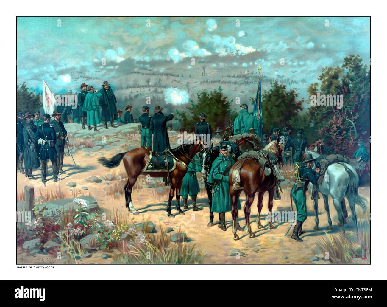 Vintage poster guerre civile de la bataille de la crête de missionnaire qui a eu lieu au cours de la campagne de Chattanooga. Banque D'Images