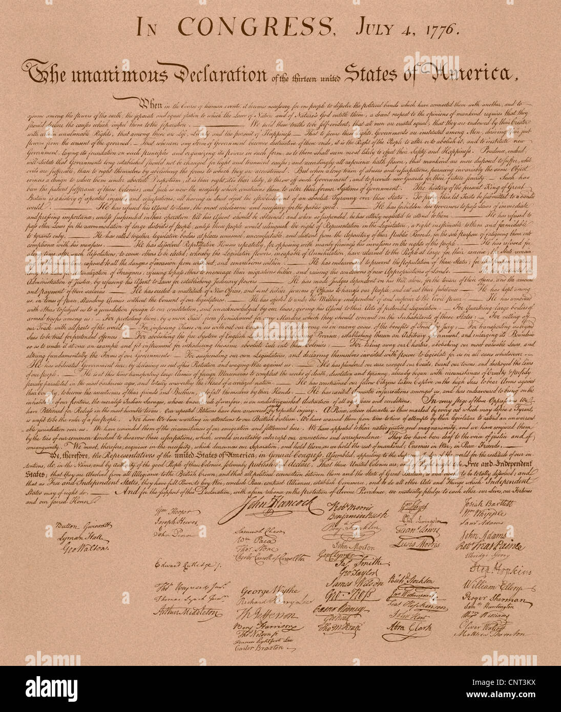 Vintage copie de la Déclaration d'indépendance des États-Unis. Banque D'Images