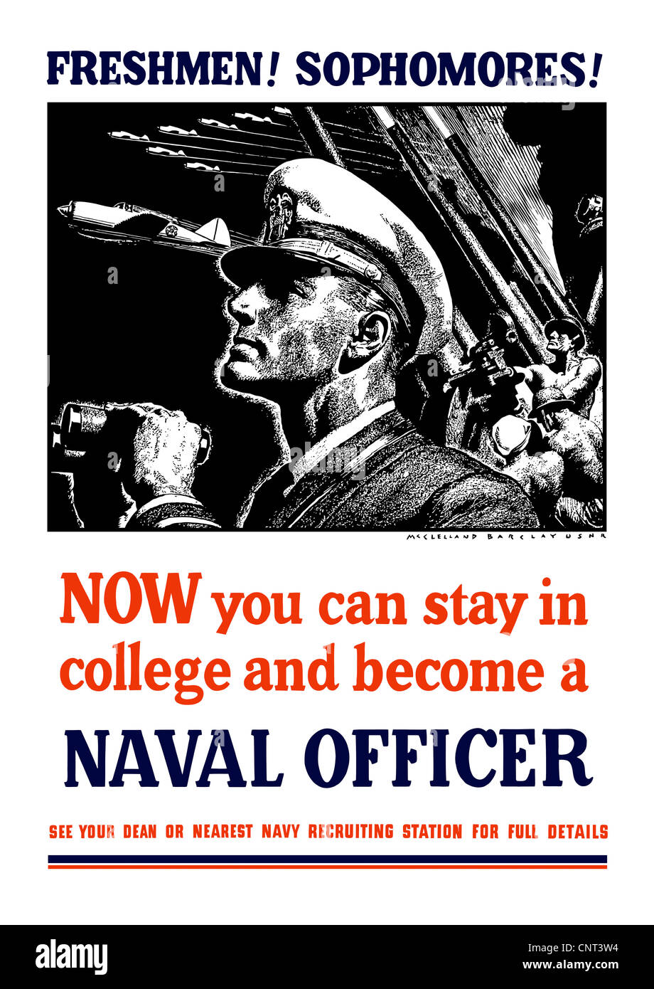Vintage poster la seconde guerre mondiale d'un officier de la Marine américaine tenant des jumelles. Banque D'Images