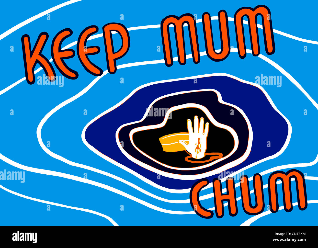 Vintage poster la Seconde Guerre mondiale montrant la tête et de la main d'un soldat de la noyade. Il lit, Garder Maman Chum. Banque D'Images