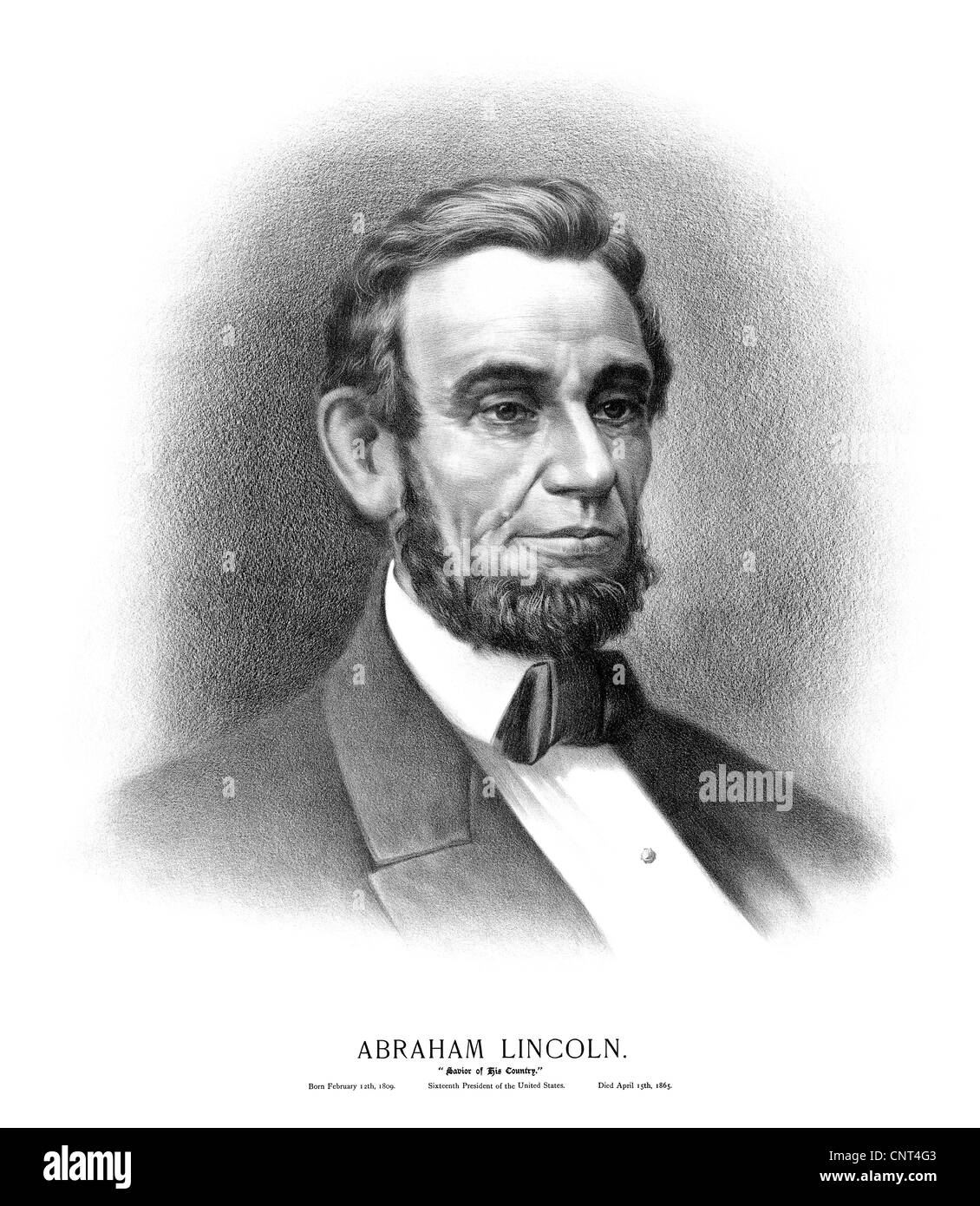 La guerre civile Vintage print du buste du président Abraham Lincoln. Banque D'Images