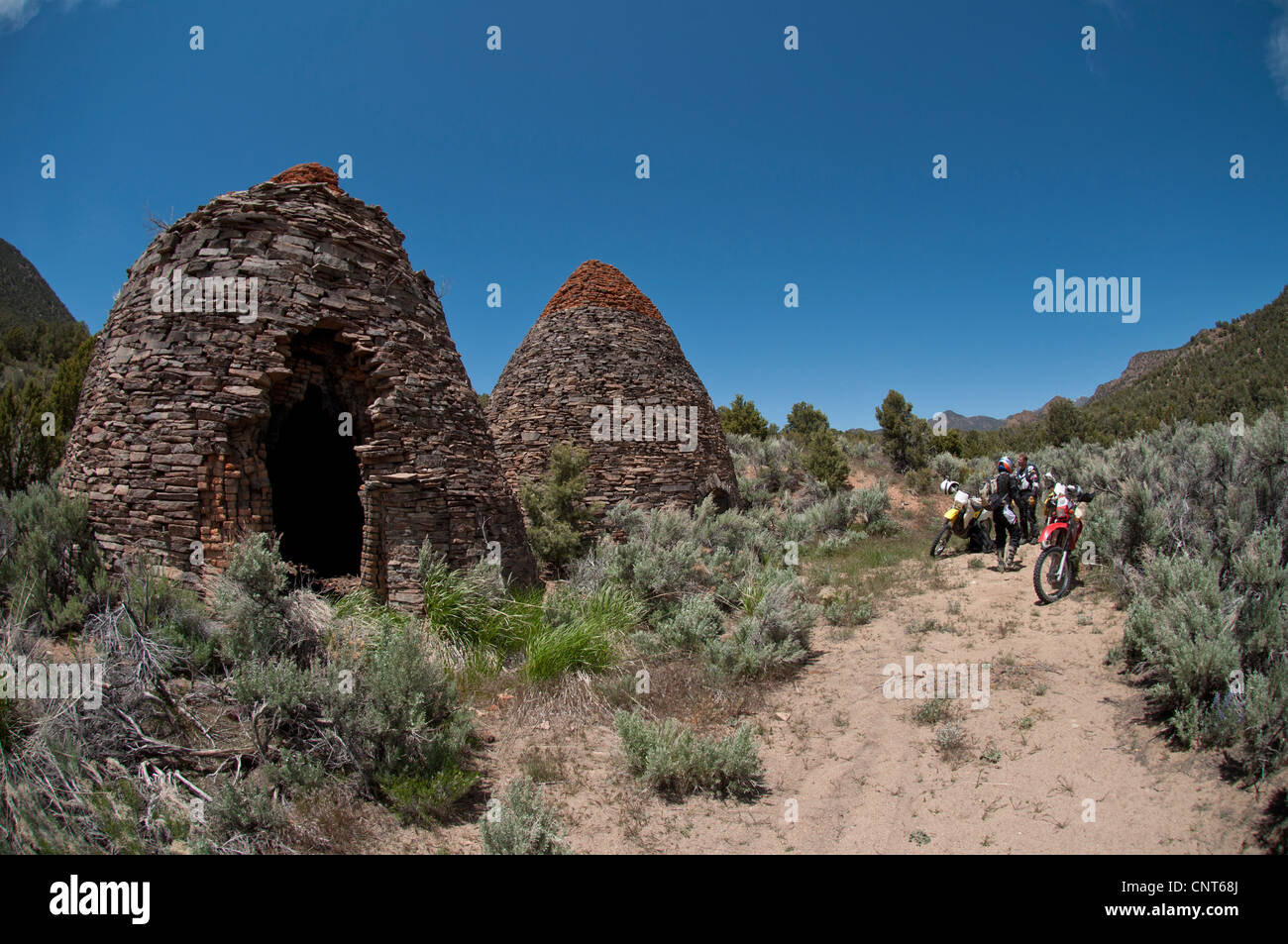 Le charbon de bois four four four charbon mines Nevada vieux feu pierre chambre Banque D'Images