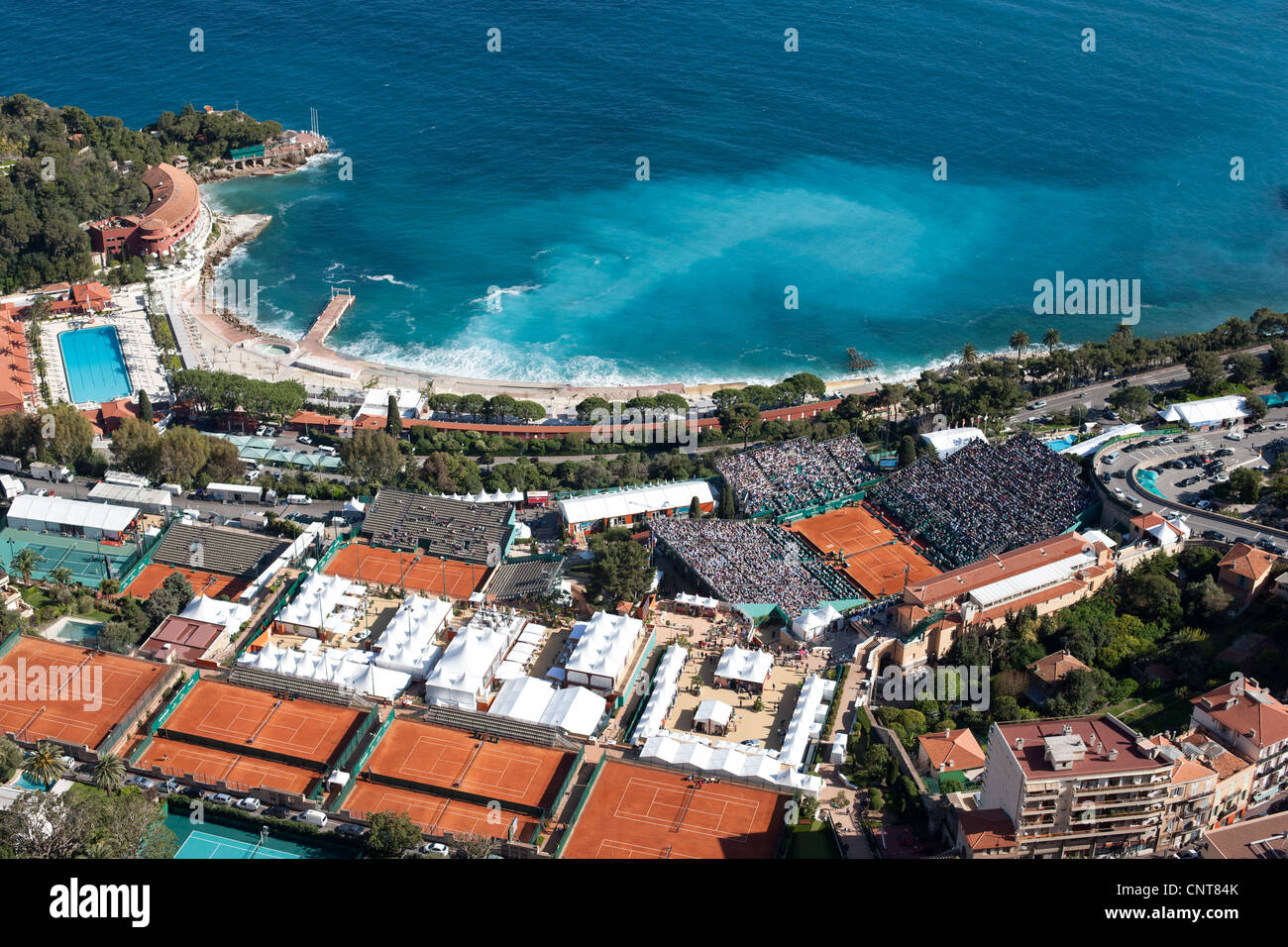 Monte-Carlo Rolex Masters en 2012.Ce tournoi de tennis a lieu dans la pittoresque ville de Roquebrune-Cap-Martin, en France. Banque D'Images