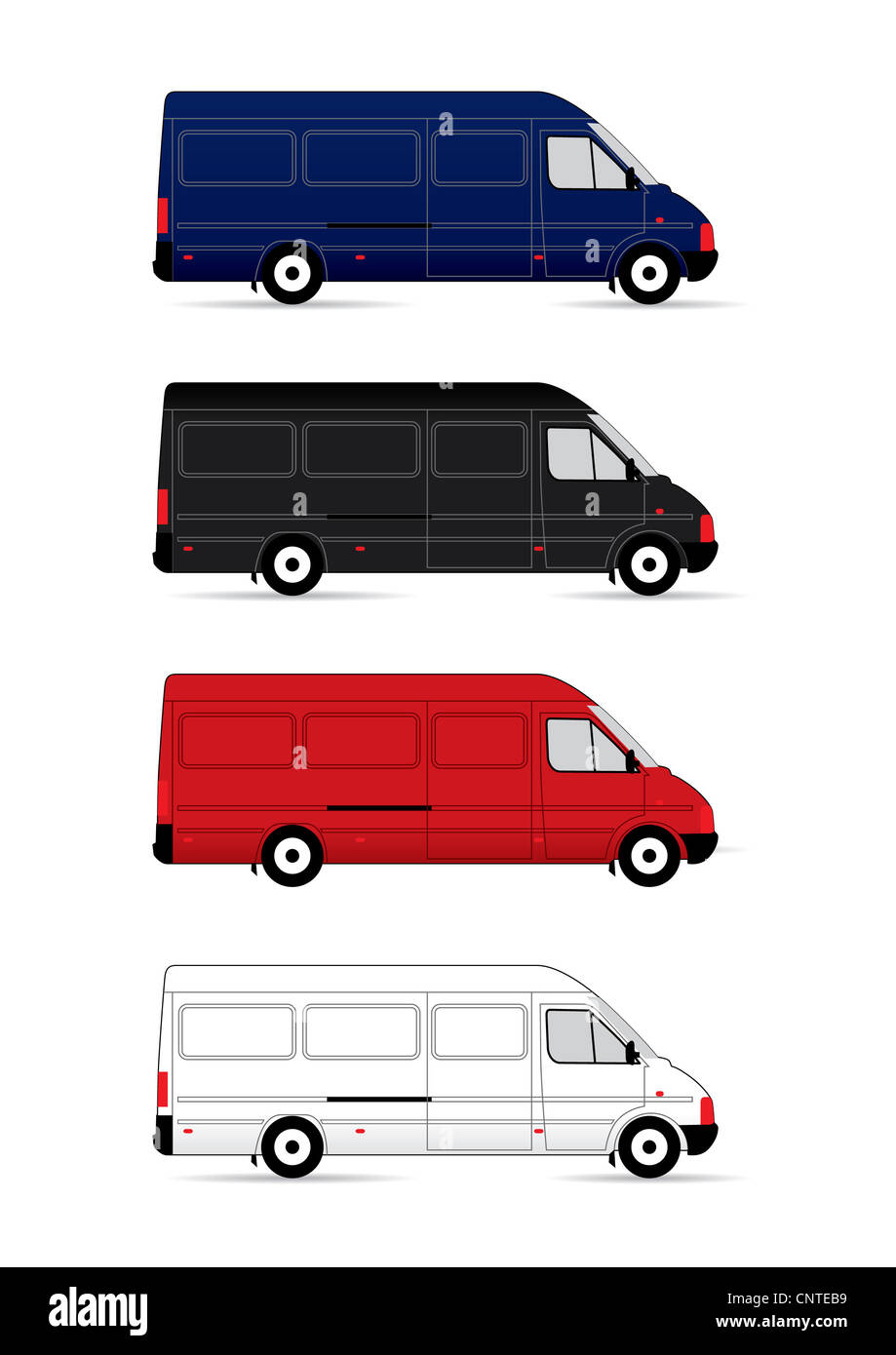 Les camionnettes de livraison isolé sur fond blanc. illustration Banque D'Images