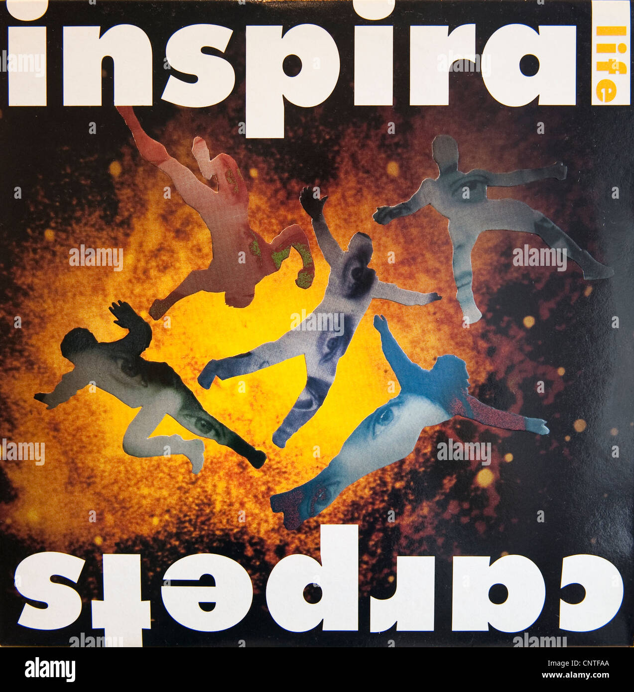 Les Inspiral Carpets 1990 Couverture de l'album pour la vie. Clint Boon, Tom Hingley, Graham Lambert, Martyn Walsh, Craig Gill. Banque D'Images