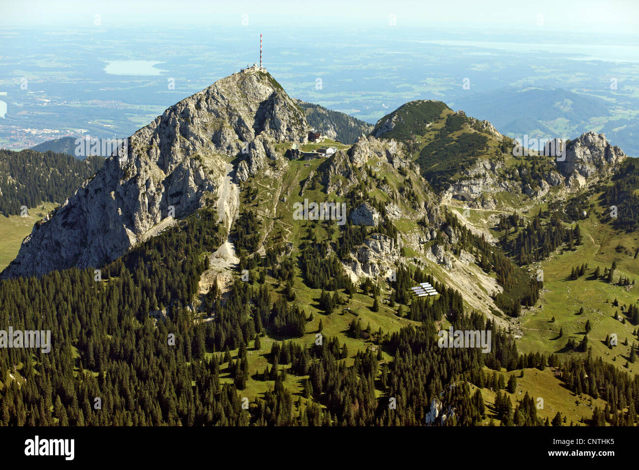 Wendelstein, vue depuis le Sud, sommet avec station de montagne tour radio, Germany Banque D'Images