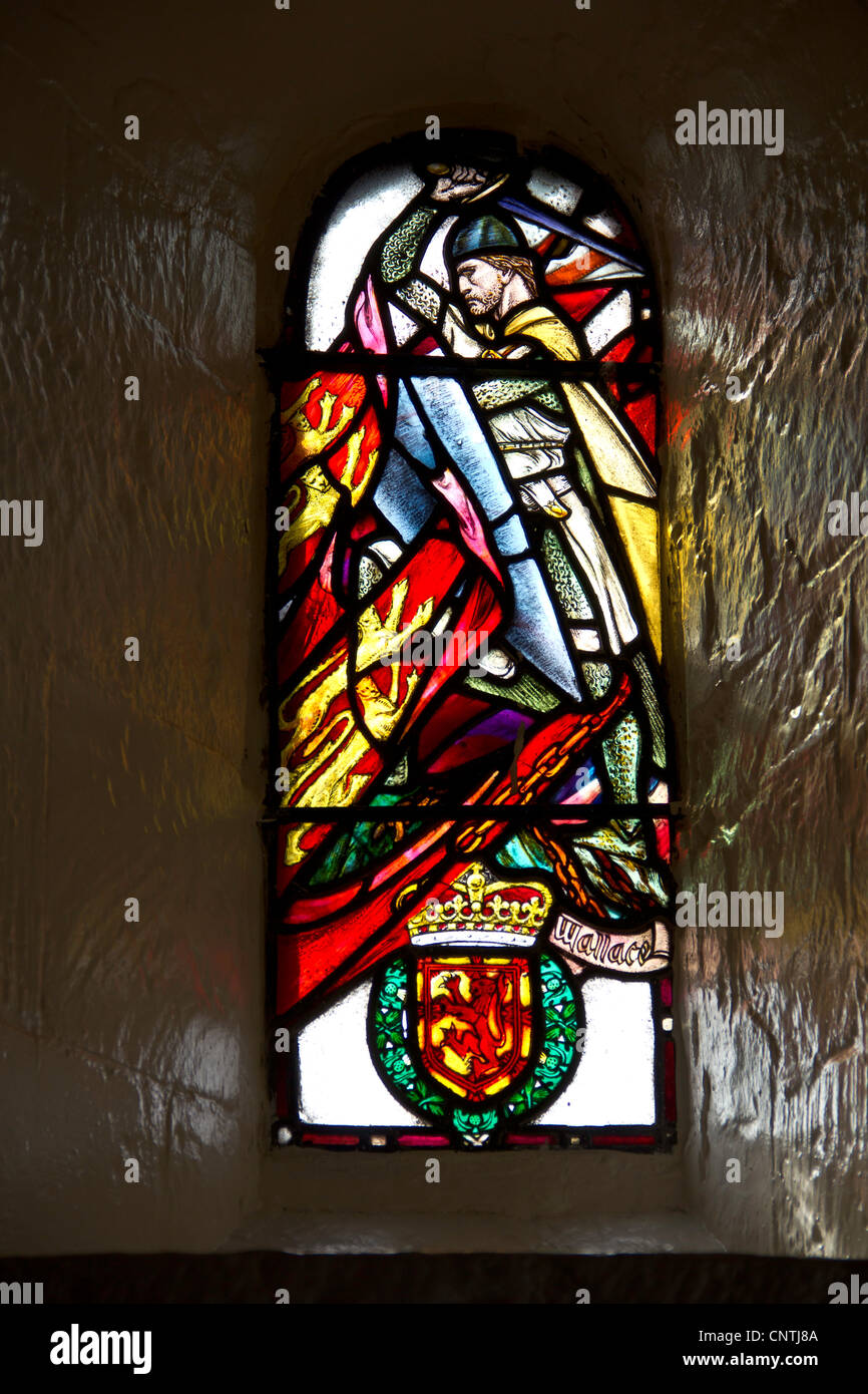 Vitraux de William Wallace dans le château d'Édimbourg, dans la chapelle Saint Margaret's, et à la très belle. Banque D'Images