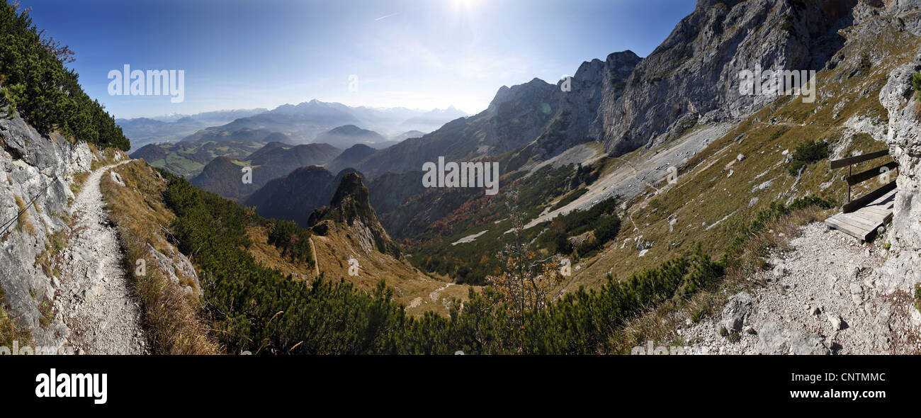 Vue de la vallée de Salzach à Untersberg, Allemagne, Bavière, Berchtesgadener Land, Piding Banque D'Images