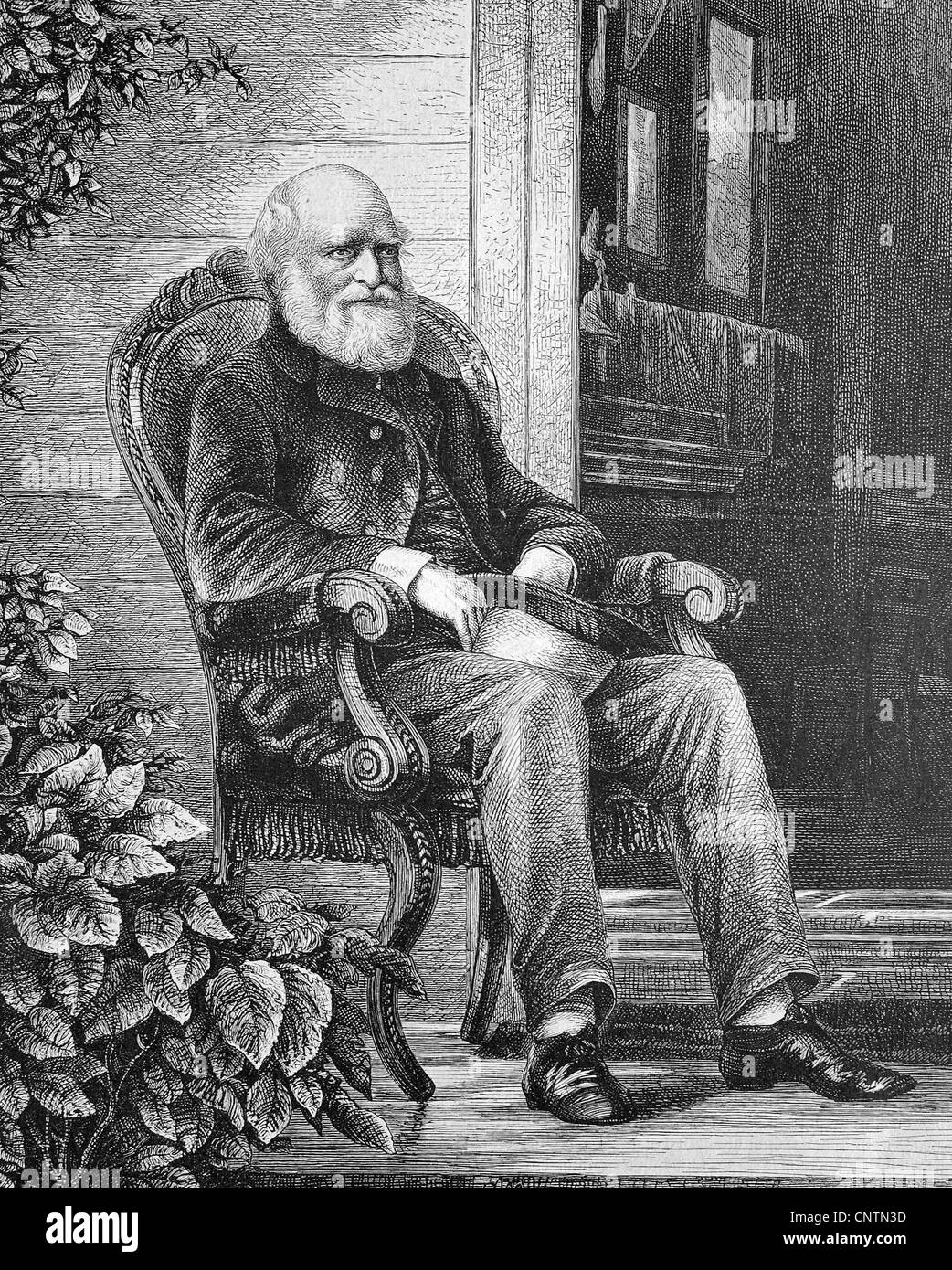 William Cullen Bryant, 1794-1878, écrivain, avocat et journaliste, historique de la gravure sur bois, ca. 1880 Banque D'Images