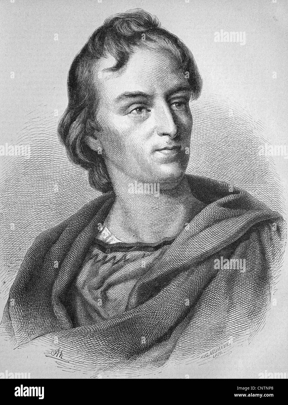 Johann Christoph Friedrich von Schiller, 1759-1805, poète allemand, philosophe et historien, historique de la gravure sur bois, ca. 1880 Banque D'Images