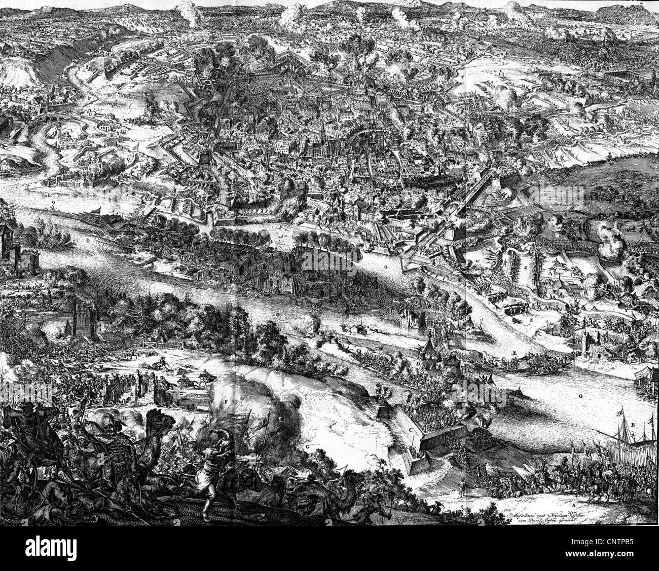 Événements, Grande Guerre turque 1683 - 1699, Siège de Vienne, 1683, gravure contemporaine par Romeyn de Hooghe (1645 - 1708), Empire ottoman, Autriche, guerres, forteresse, siège, garnison impériale sous le commandement du comte Ernst Ruediger von Starhemberg, Turcs sous le Grand Vizier Kara Mustafa Pasha, soldats, militaires, redt, XVIIe siècle, historique, Historique, Rudiger, Rüdiger, personnes, droits-supplémentaires-Clearences-non disponible Banque D'Images