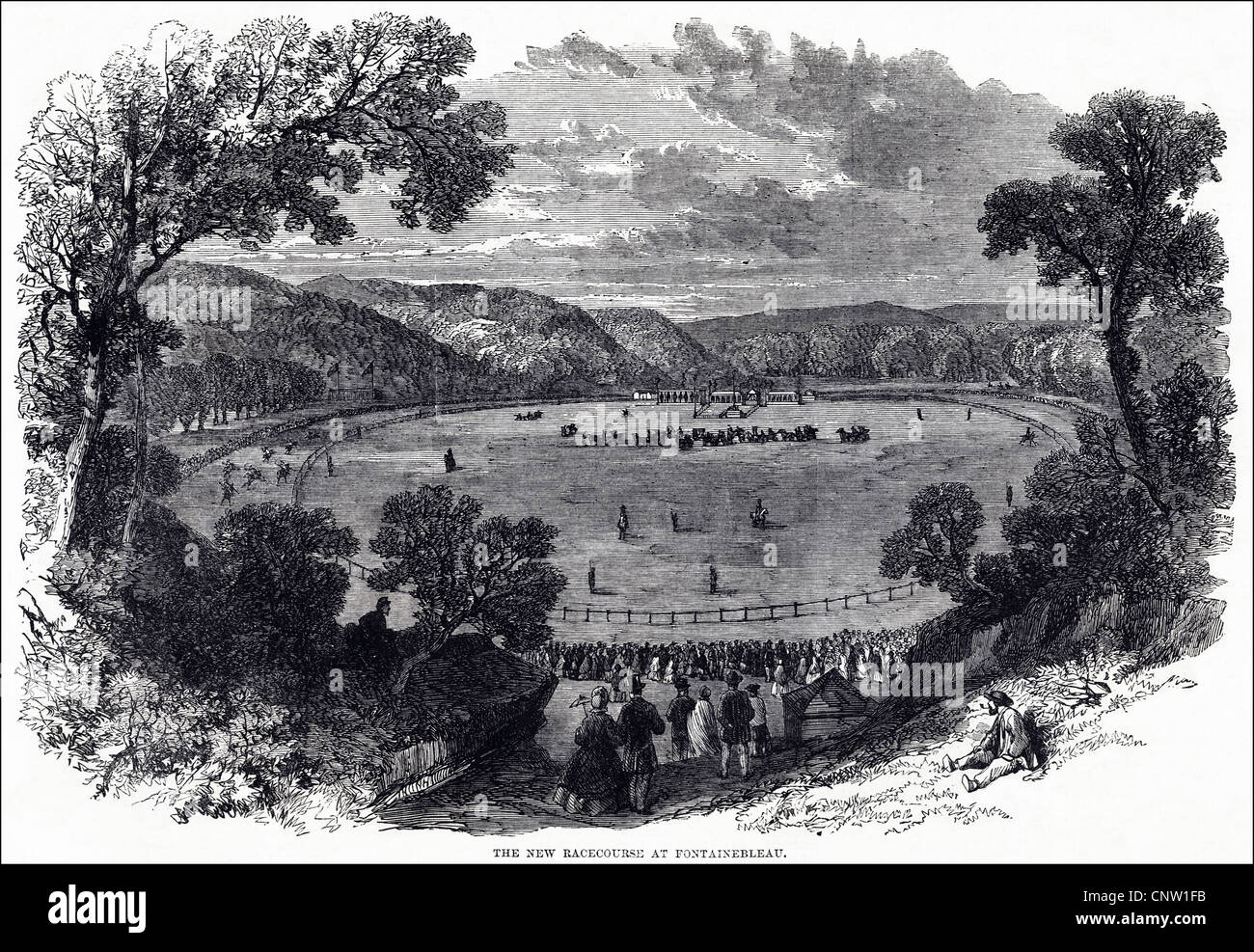 Le nouvel hippodrome à Fontainebleau, France. La gravure de l'époque  victorienne en date du 12 juillet 1862 Photo Stock - Alamy