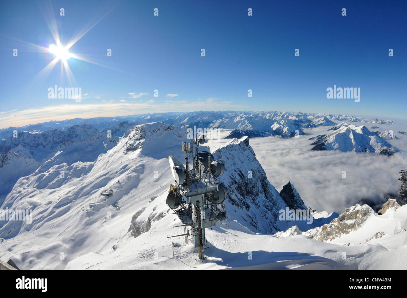 Vue depuis le mont Zugspitze, l'Allemagne, la Bavière Banque D'Images