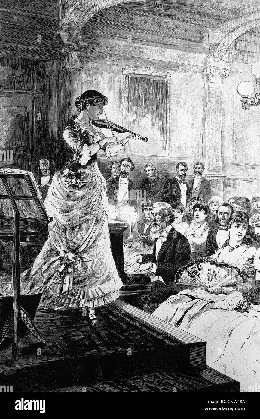 Virtuose du violon, historique de la gravure sur bois, 1886 Banque D'Images
