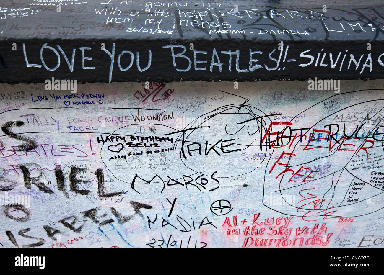 Europe Angleterre Londres Graffiti dans les studios d'Abbey Road Banque D'Images