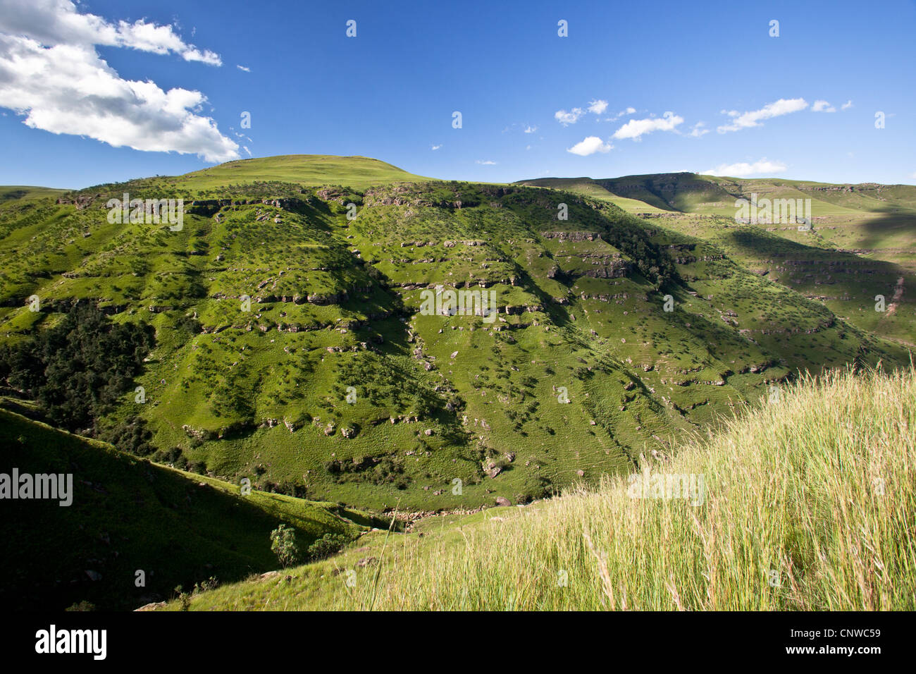 Naude's Nek Pass, le plus haut col routier public en Afrique du Sud sur les montagnes du Drakensberg, Eastern Cape, Afrique du Sud Banque D'Images