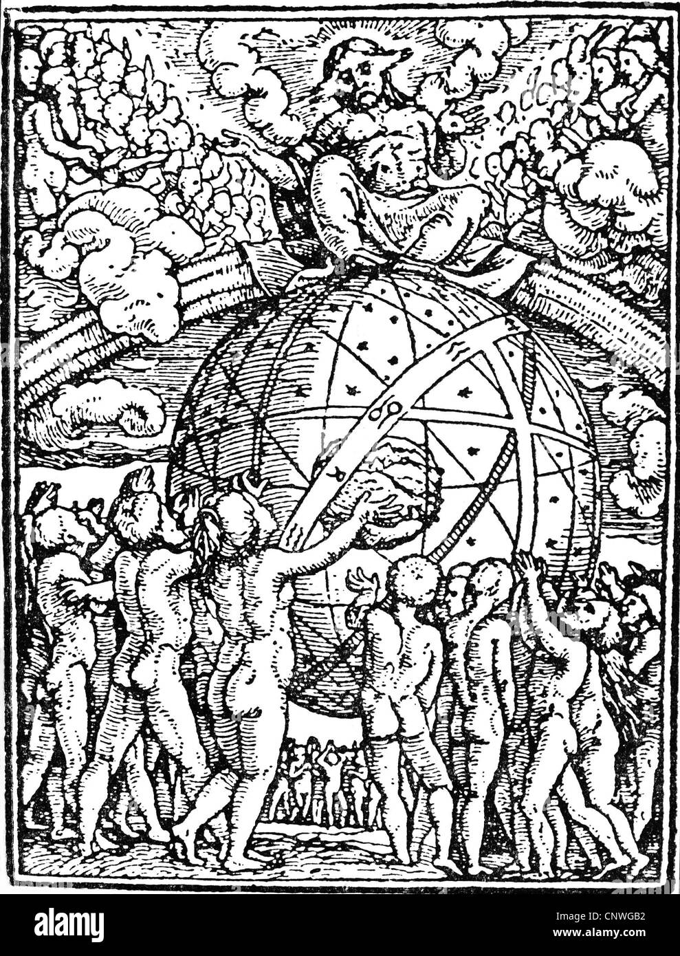 Religion, apocalypse, 'jugement dernier', coupe de bois du cycle 'Totentanz' (danse de la mort) par Hans Holbein le plus jeune, 1523 - 1526, droits additionnels-Clearences-non disponible Banque D'Images