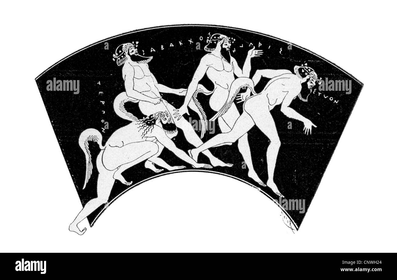 Un groupe de satyres, dans le style de l'ancienne Grèce Banque D'Images Un groupe de satyres, dans le style de l'ancienne Grèce Banque D'Images