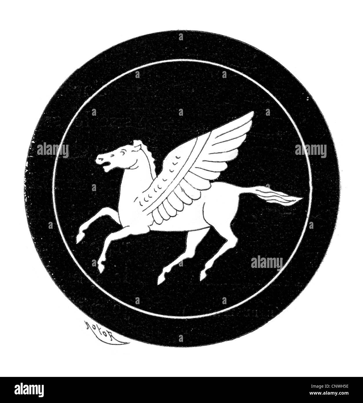 Pégase le cheval ailé de l'ancienne légende grecque Banque D'Images