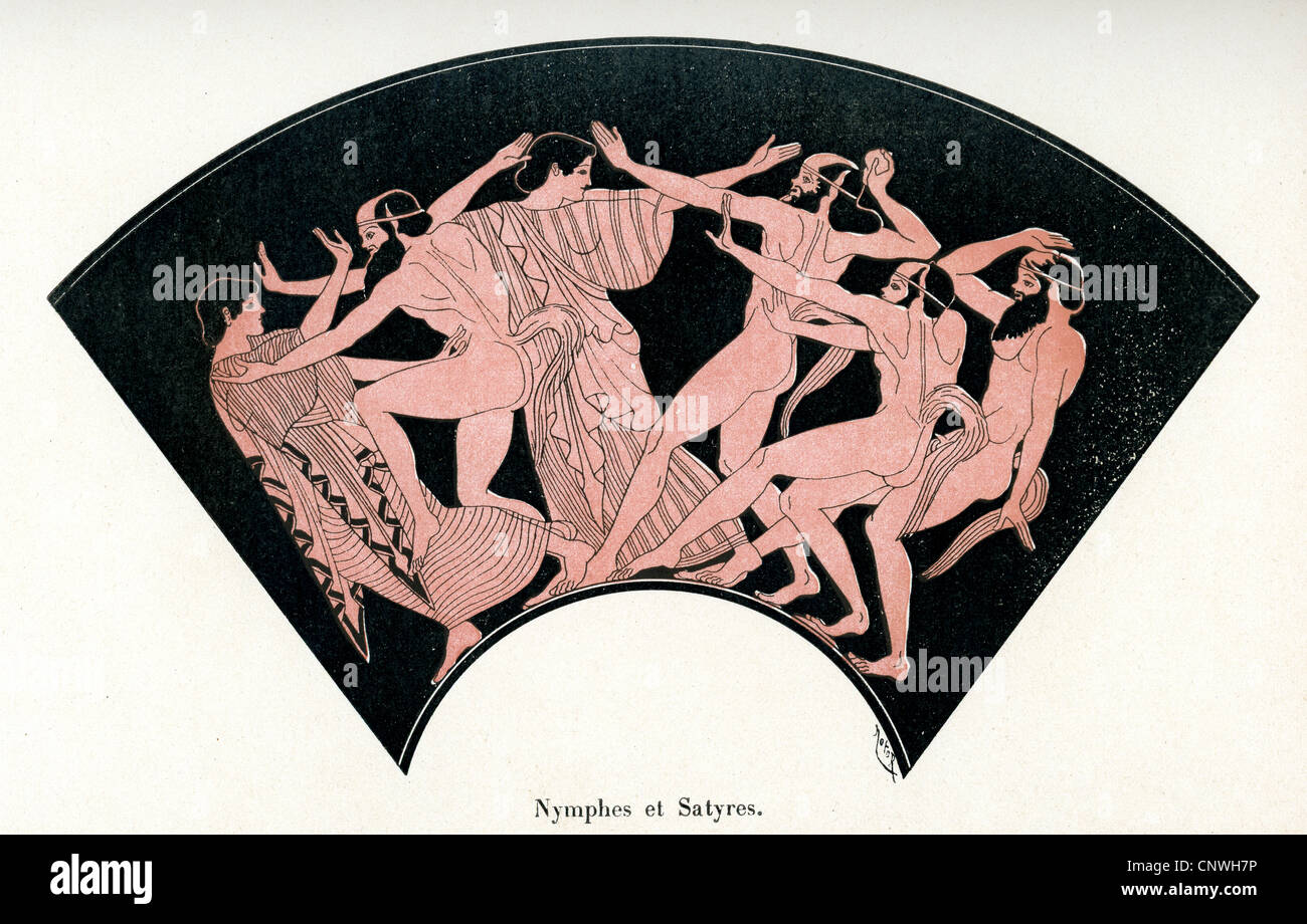 Un groupe de satyres et de nymphes de la Grèce ancienne Banque D'Images Un groupe de satyres et de nymphes de la Grèce ancienne Banque D'Images