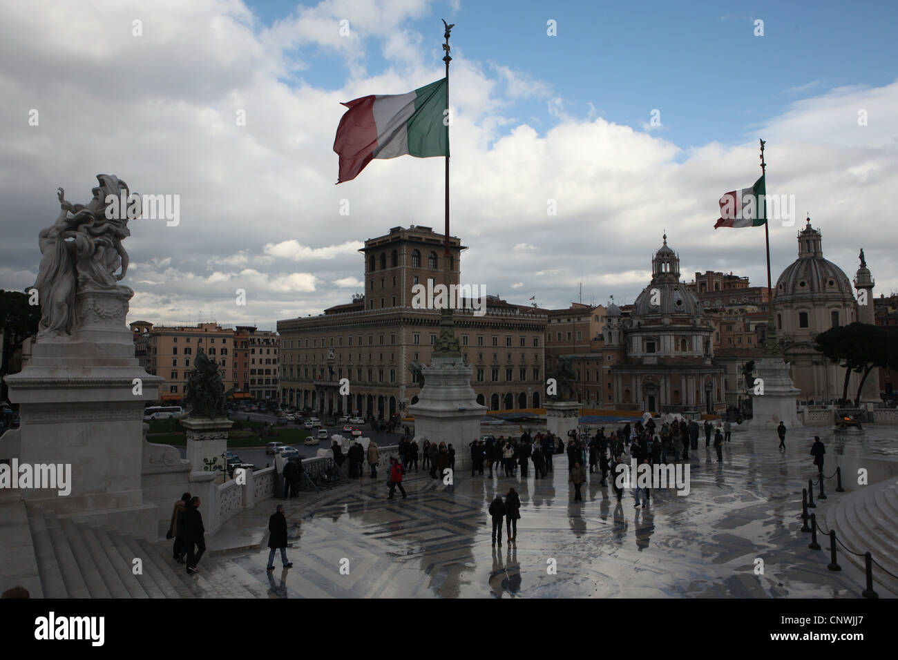 La Piazza Venezia du Monument à Victor Emmanuel II à Rome, Italie. Banque D'Images