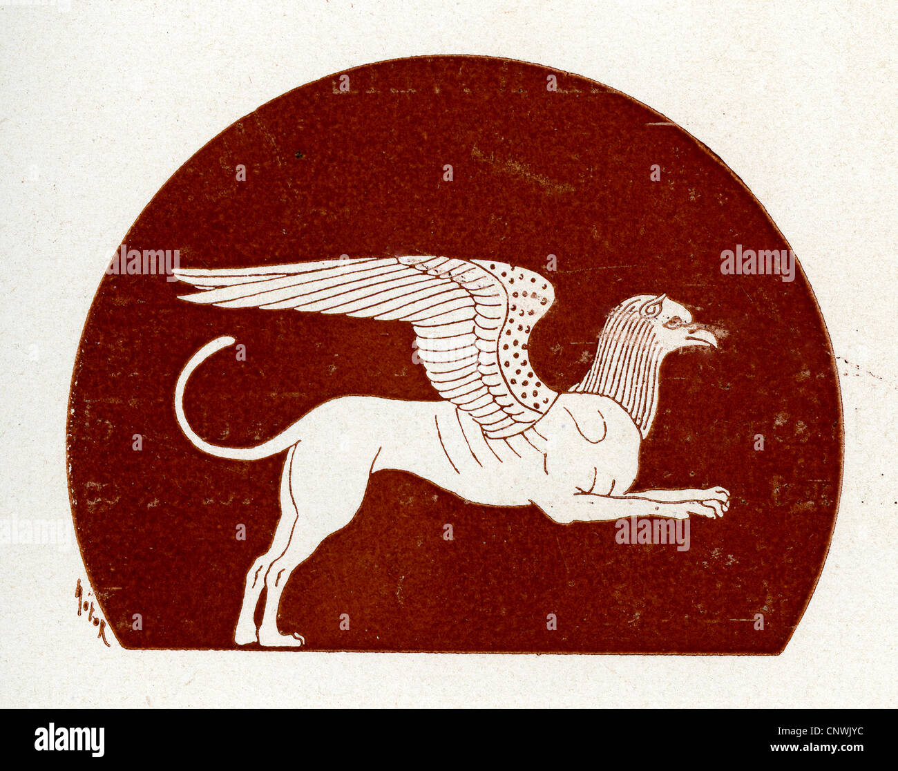 Vintage print d'un Griffin dans un style grec classique Banque D'Images Vintage print d'un Griffin dans un style grec classique Banque D'Images