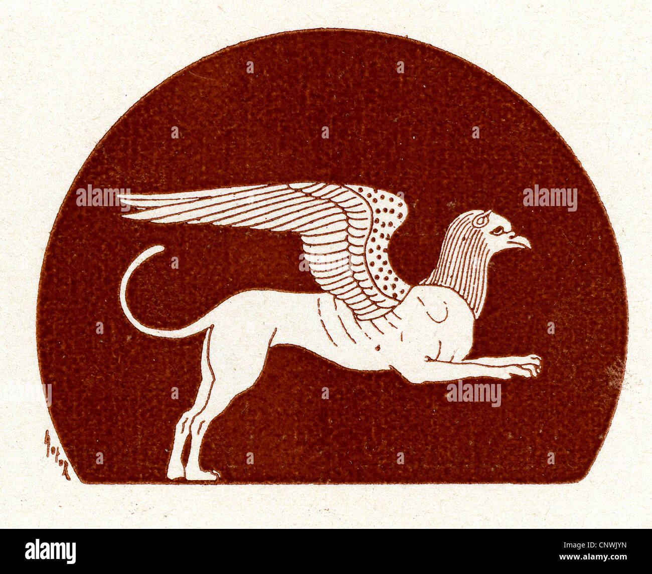 Vintage print d'un Griffin dans un style grec classique Banque D'Images Vintage print d'un Griffin dans un style grec classique Banque D'Images