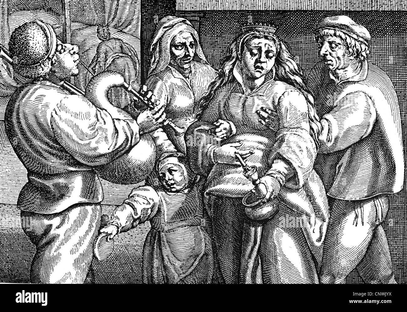 Les gens, le mariage, les épouses, 'la timide Peasant's Bride', gravure sur cuivre par Hendrick Goltzius, Pays-Bas, vers 1600, l'artiste n'a pas d'auteur pour être effacé Banque D'Images