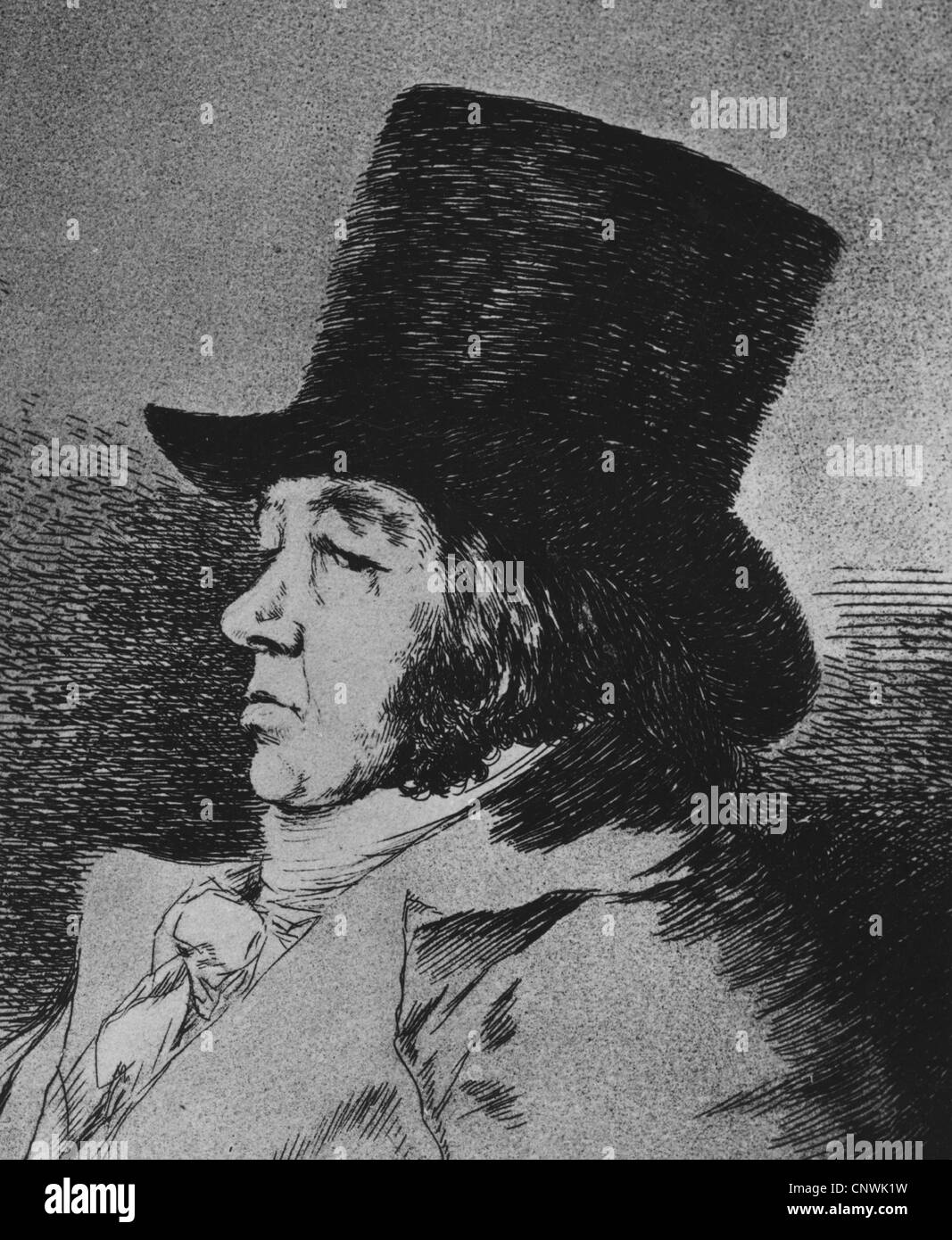 Beaux-arts, Goya, Francisco de (1746 - 1828), l'auto-portrait, 'Francisco Goya y Lucientes', gravure, 1799, photo : Wilhelm hac Banque D'Images
