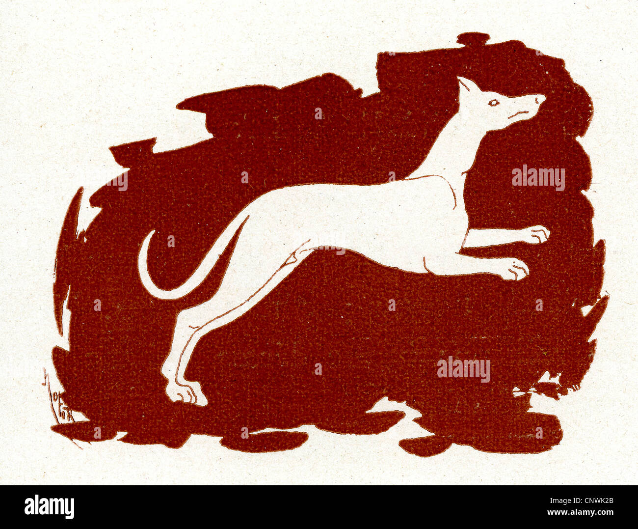 Un chien de chasse ou chien dans un style grec classique Banque D'Images Un chien de chasse ou chien dans un style grec classique Banque D'Images