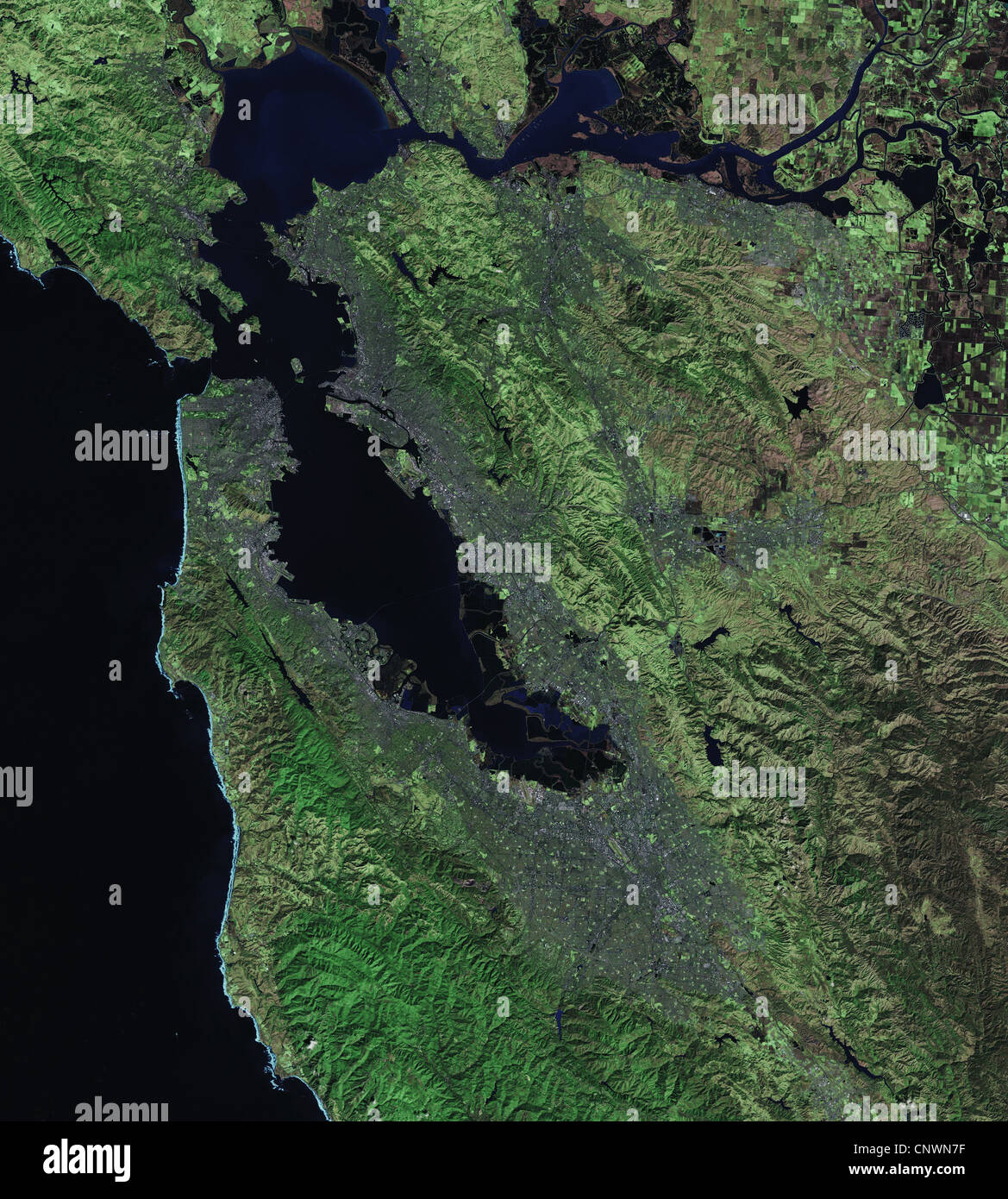 Image satellite de la baie de San Francisco Banque D'Images