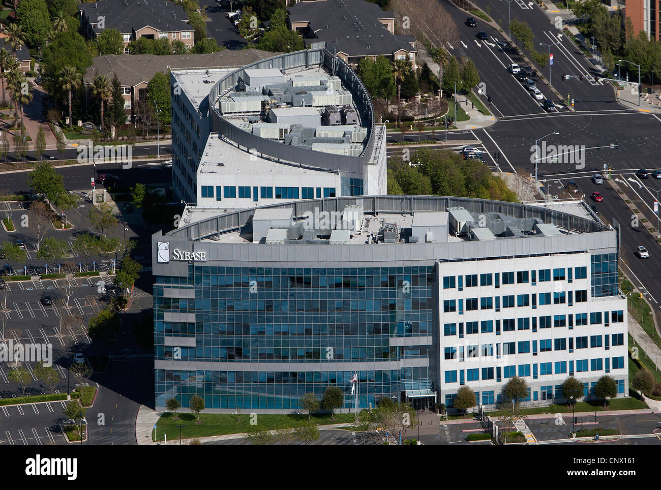 Photographie aérienne du siège de Sybase, Dublin, comté d'Alameda, Californie Banque D'Images