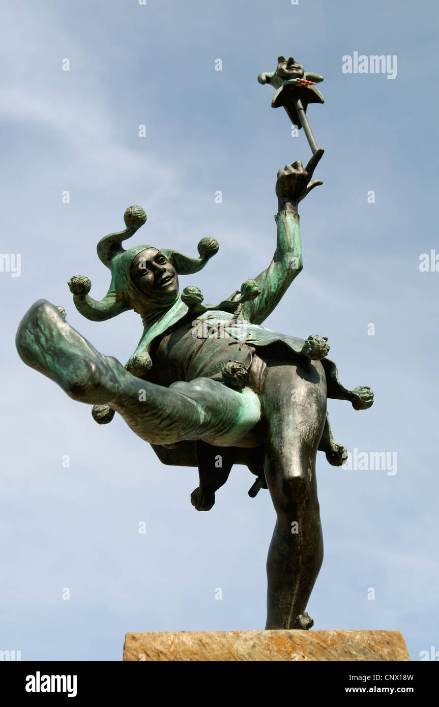 Le Jester Statue Touchstone Stratford-upon-Avon, sculpté par James Butler Banque D'Images
