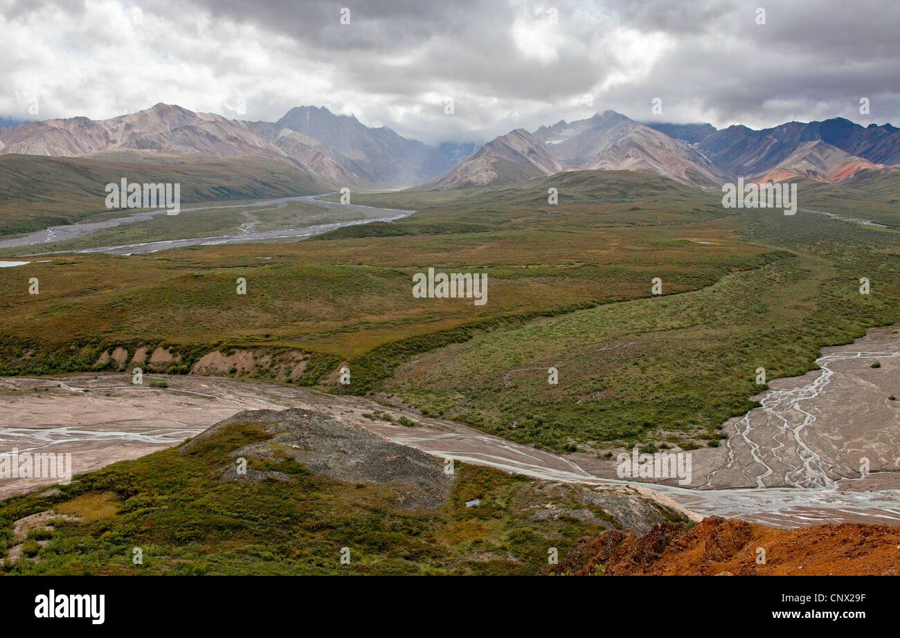 Vue aérienne de Denali Nationalpark durant une tempête, USA, Alaska, Denali Nationalpark Banque D'Images Vue aérienne de Denali Nationalpark durant une tempête, USA, Alaska, Denali Nationalpark Banque D'Images