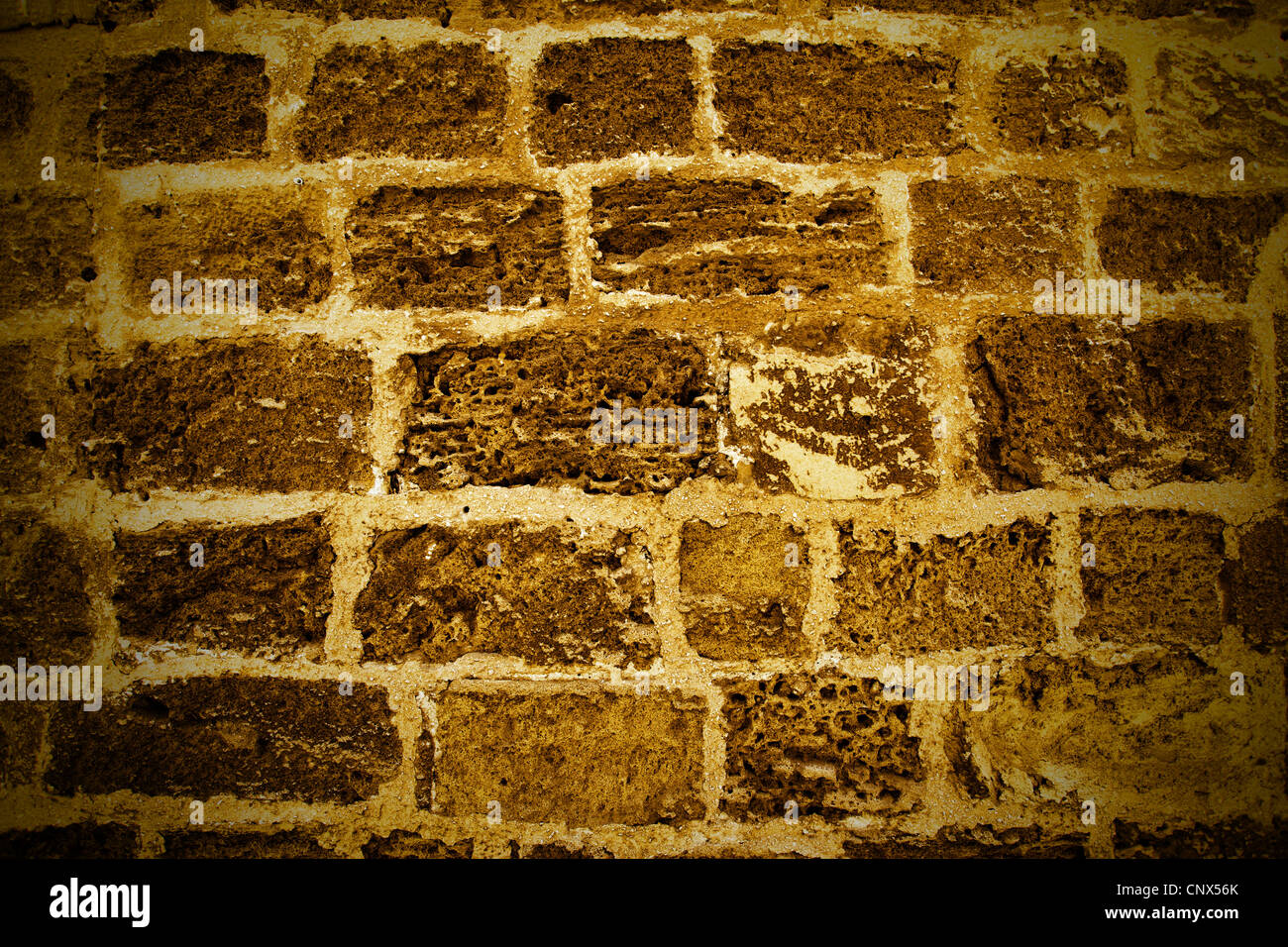 Mur en briques de grès, peut être utilisé comme arrière-plan Banque D'Images