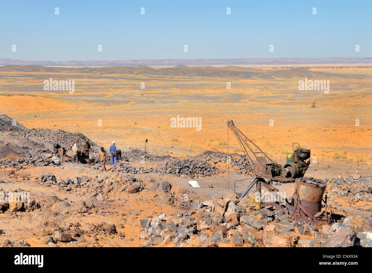 L'extraction de sulfure de plomb dans le désert, le Maroc Banque D'Images