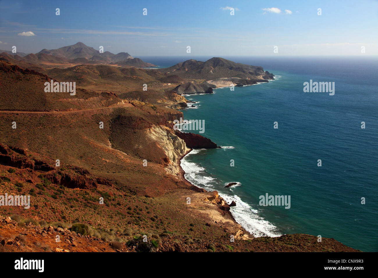 Paysage côtier au sud de San Jose, Espagne, Almeria, Cabo de Gata Banque D'Images