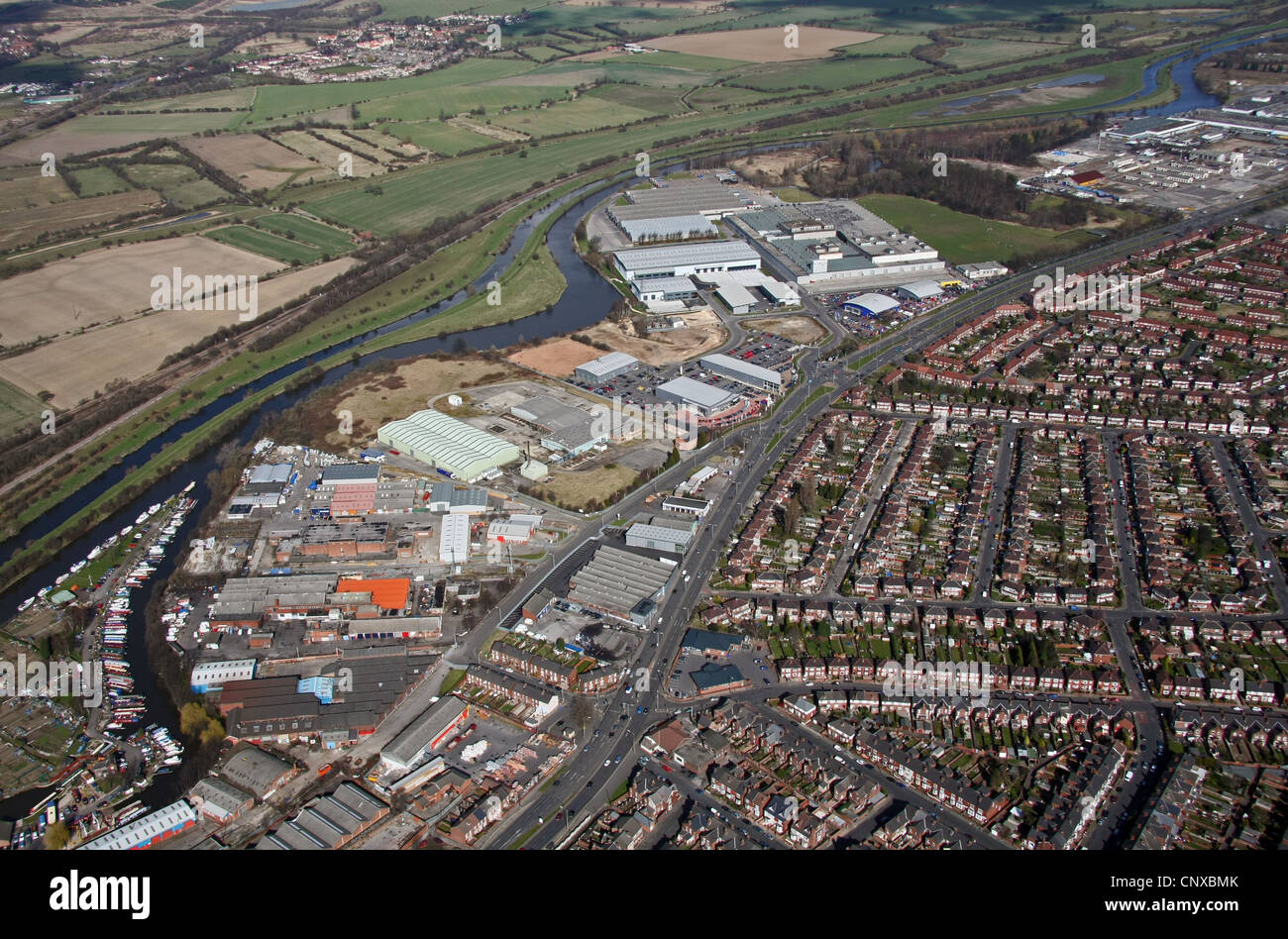 Vue aérienne de Wheatley Hall Road, Doncaster Banque D'Images
