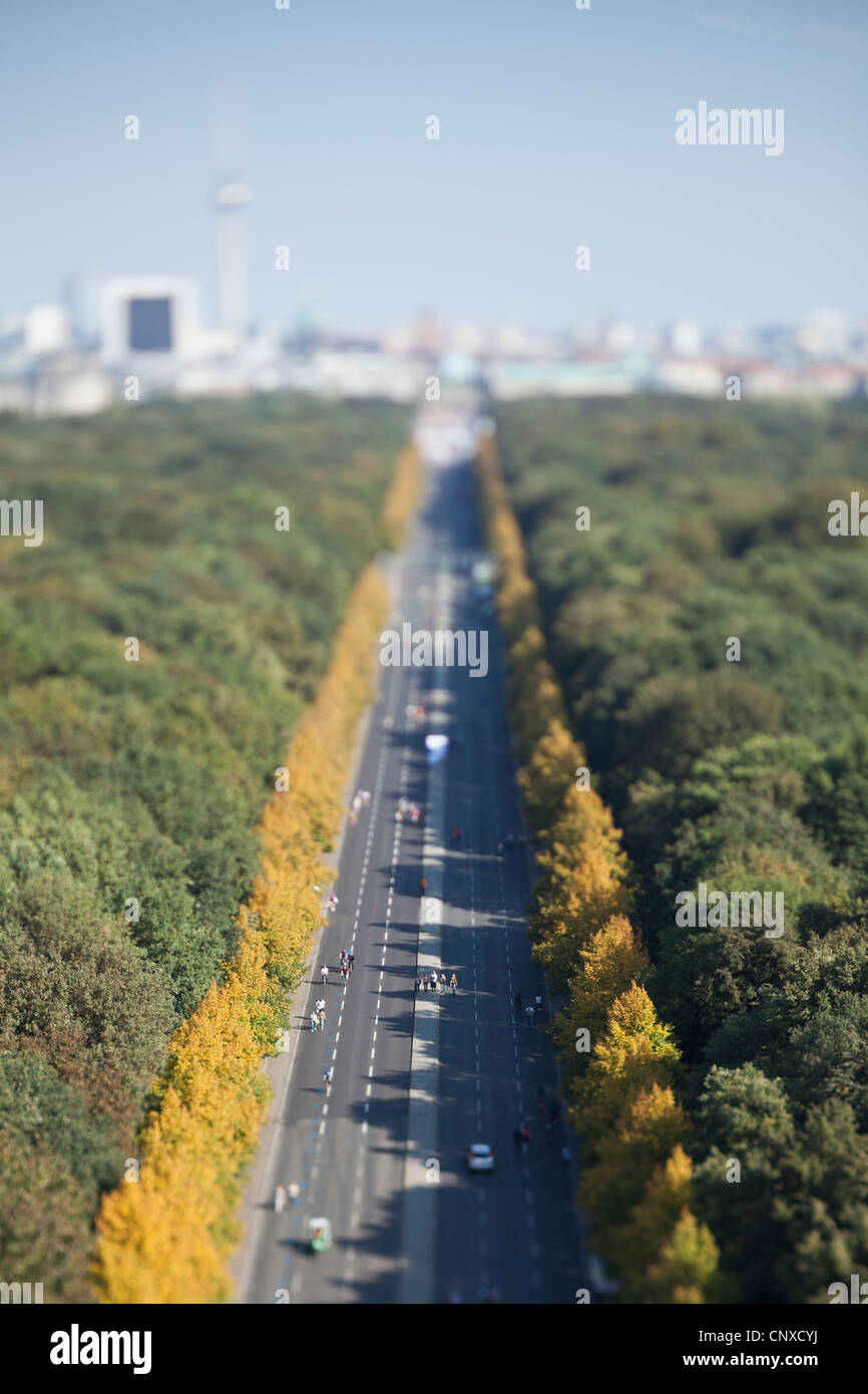 Le paysage urbain de Berlin Tiergarten et ville en arrière-plan, Tilt-shift Banque D'Images
