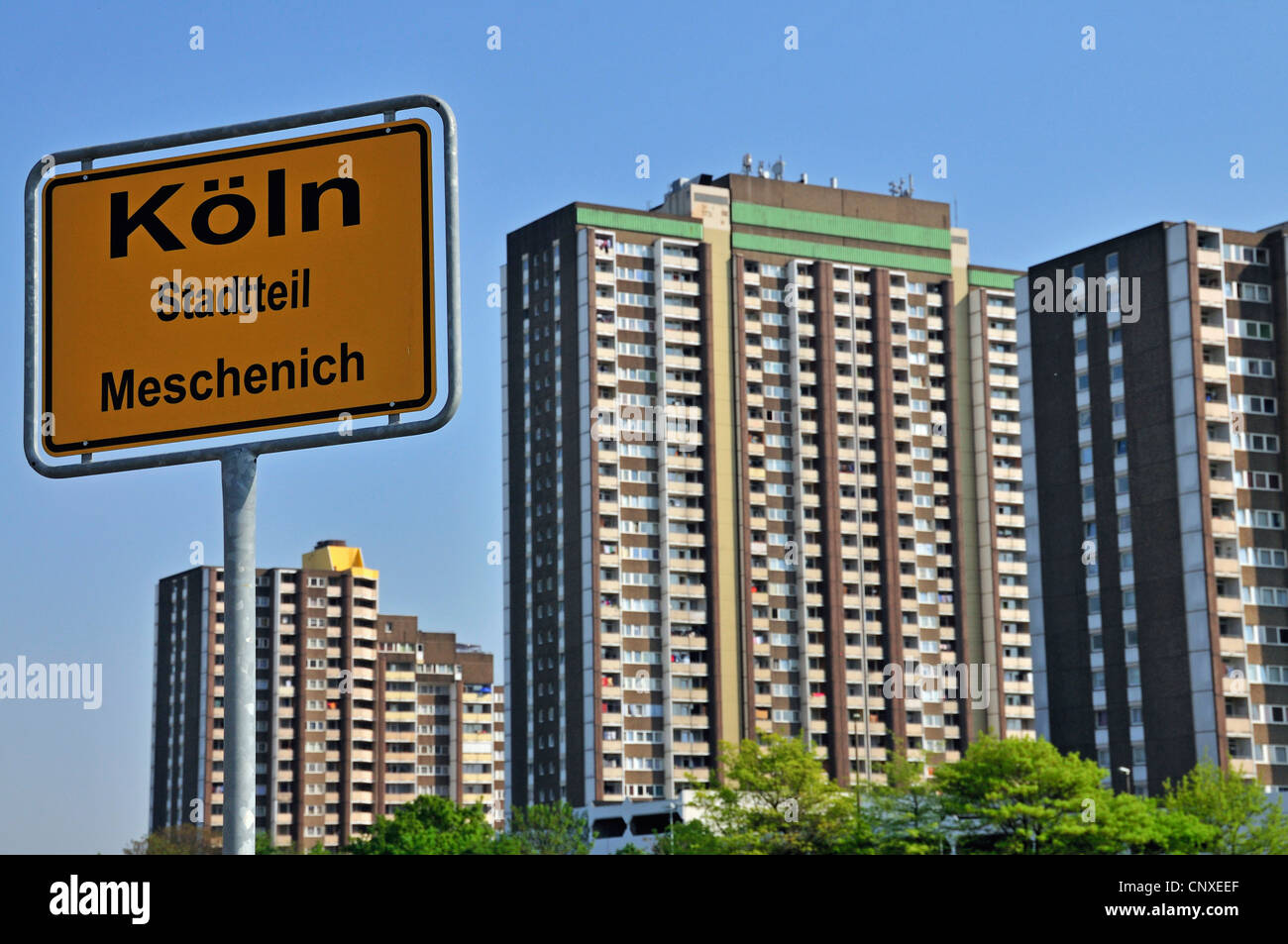 Signe de la passerelle et de la ville "auf dem Koelnberg », l'Allemagne, en Rhénanie du Nord-Westphalie, Cologne Banque D'Images
