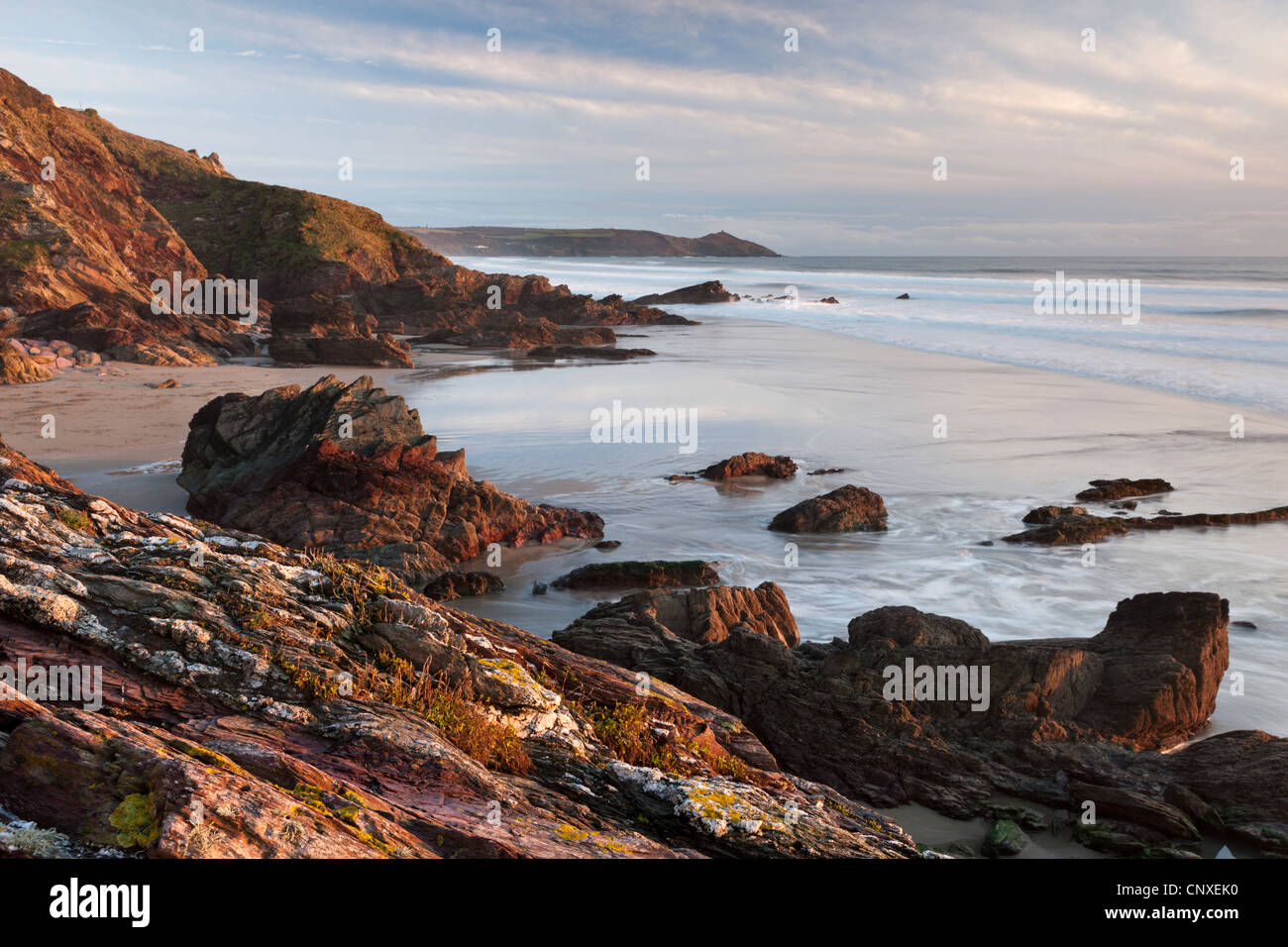 À l'est de Point plus Freathy Rame vers Whitsand Bay Head, Cornwall, Angleterre. L'hiver (Janvier) 2011. Banque D'Images