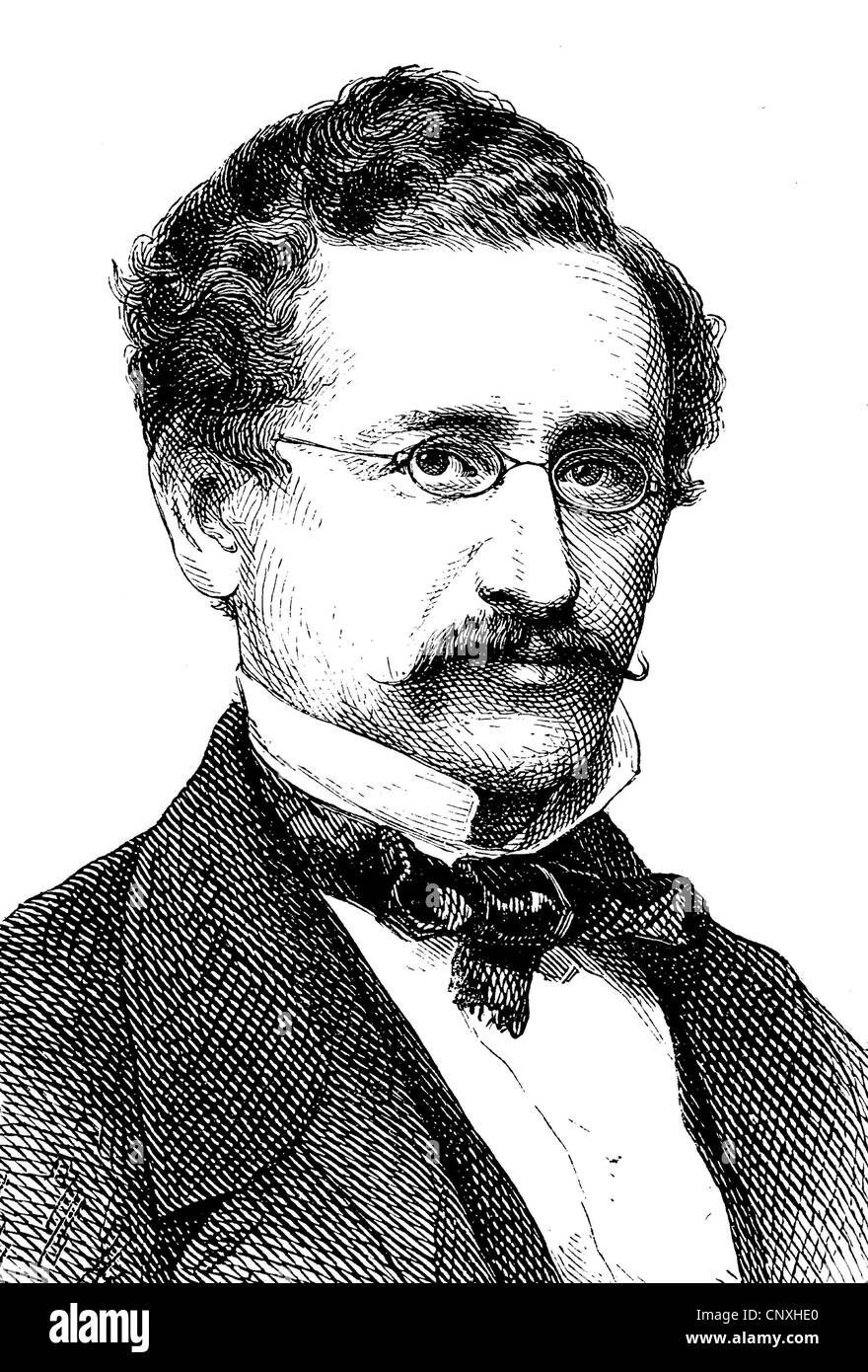 David Kalisch, 1820 - 1872, un écrivain allemand, gravure historique, vers 1885 Banque D'Images