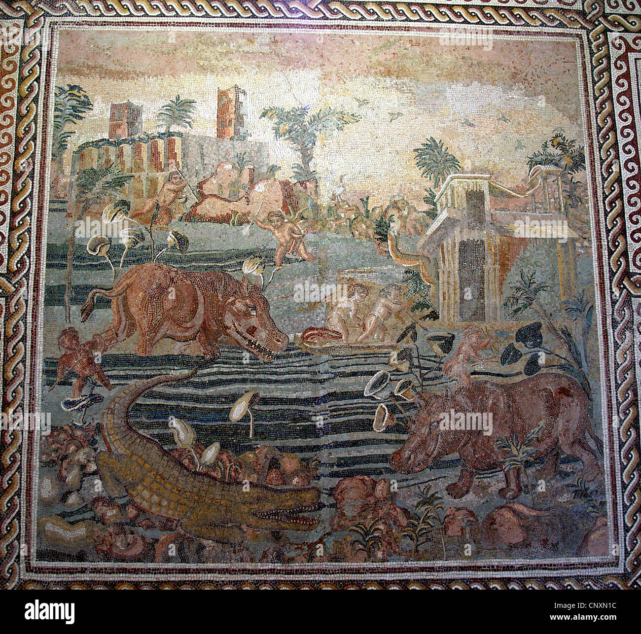Mosaïque de tuiles romaines, Musée National de Rome Banque D'Images