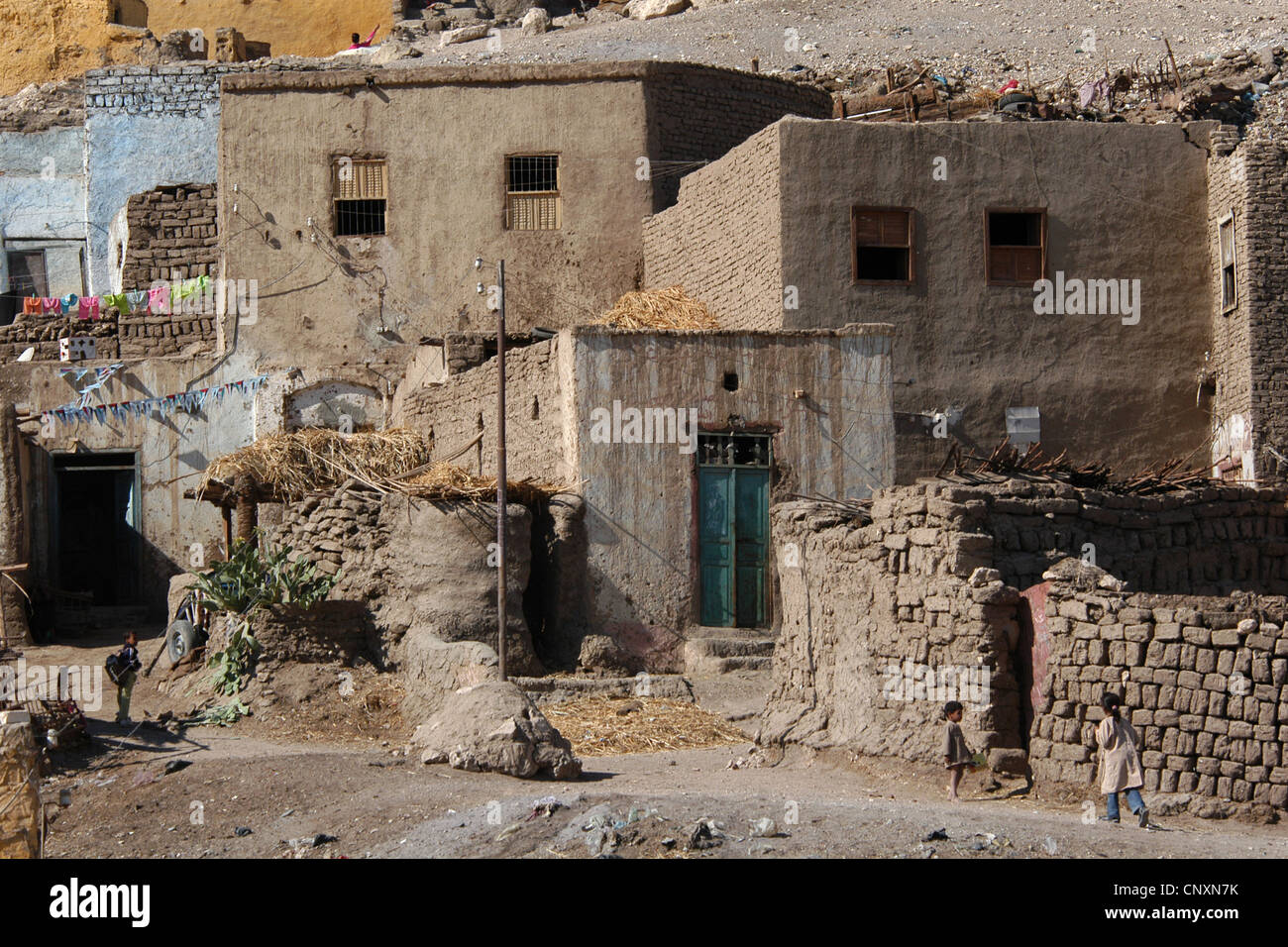 Dra Abou El Naga Village dans l'ouest du Nil près de Louxor, Egypte. Banque D'Images