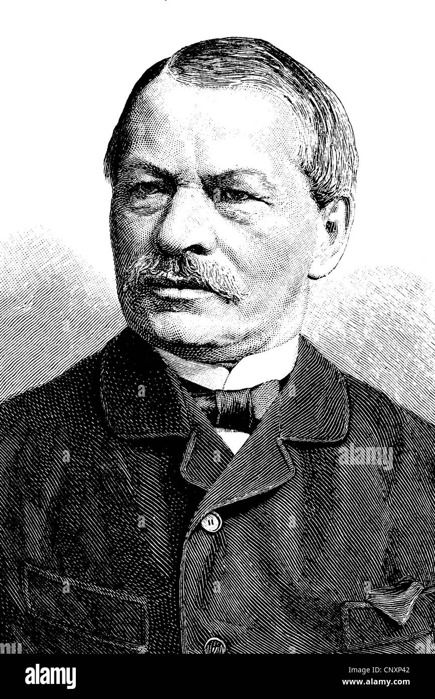 Gustav Freytag, 1816 - 1895, un écrivain allemand, gravure historique, vers 1885 Banque D'Images