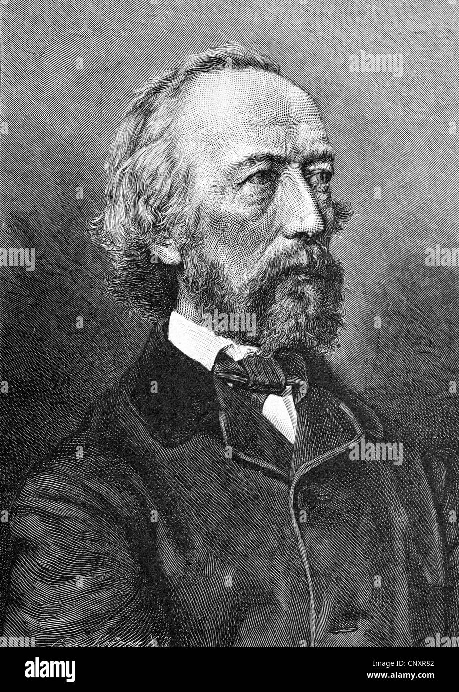 Klaus Groth, 1819 - 1899, l'un des plus célèbres poètes et écrivains bas-allemand historique, gravure, vers 1888 Banque D'Images