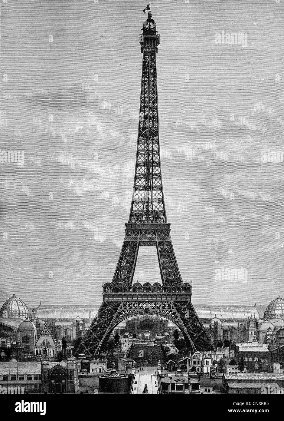 La Tour Eiffel en 1888, Paris, France, 1888, gravure historique Banque D'Images
