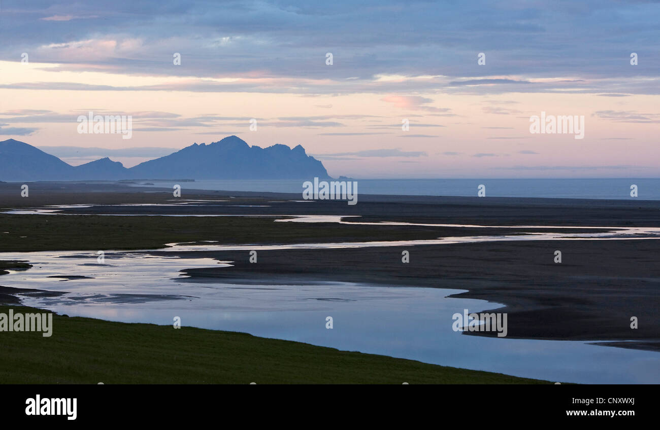Paysage côtier, l'Islande, l'Joekulsrlon Fagurholsmyr, Banque D'Images